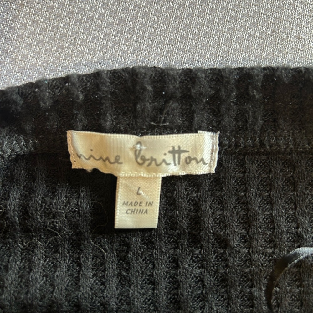 NWT NINE‎ BRITTON black waffle drop shoulder size large top - Picture 3 of 6